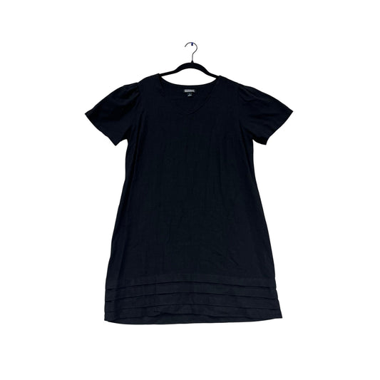 Black Linen Blend Short Sleeve Dress L #422A