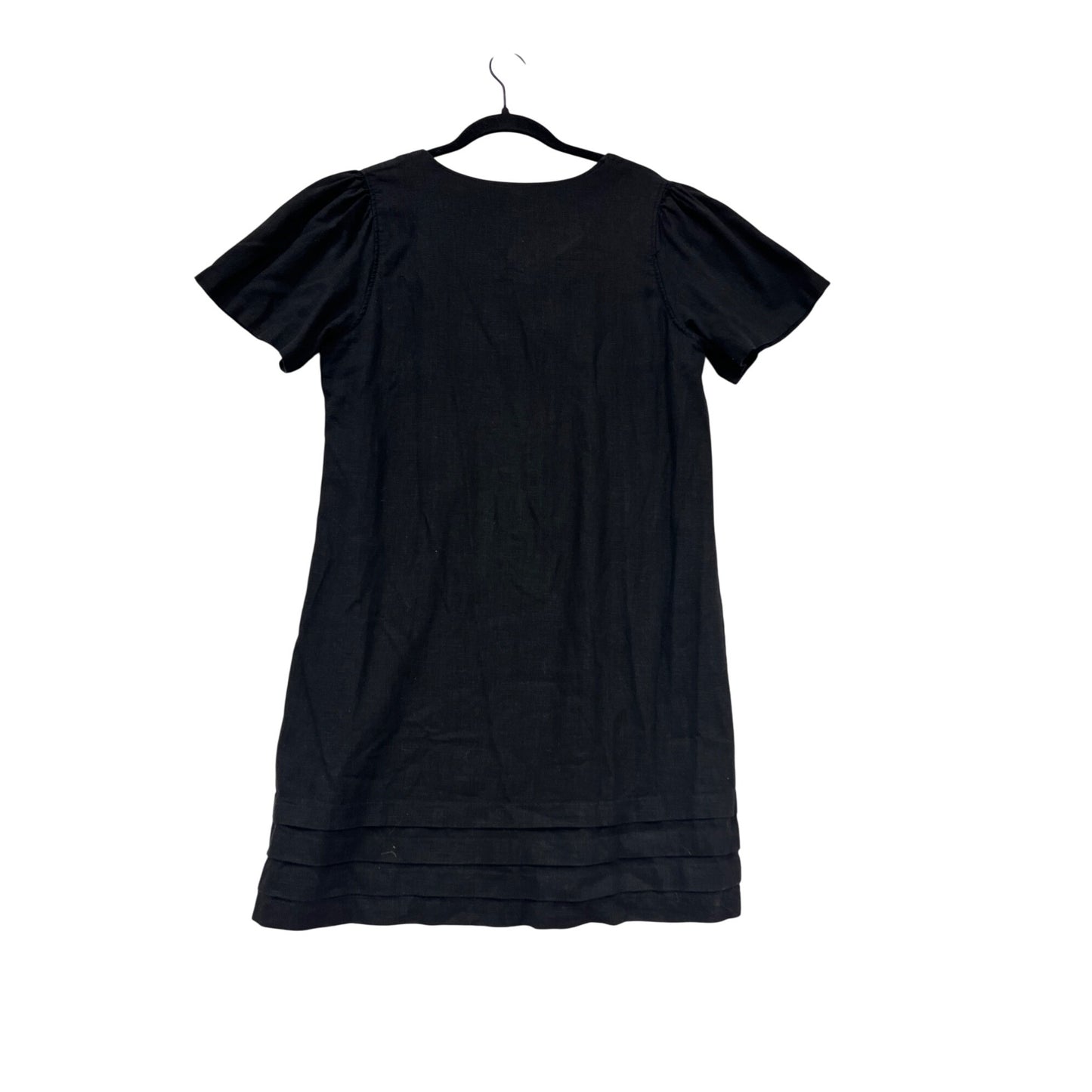 Black Linen Blend Short Sleeve Dress L #422A