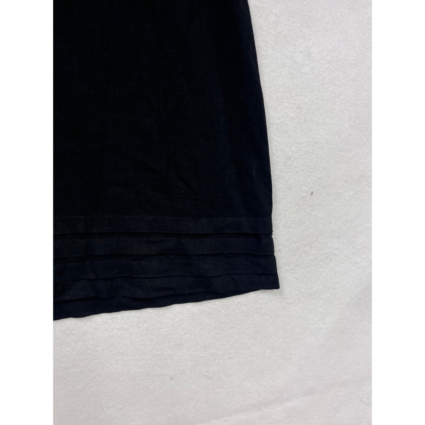 Black Linen Blend Short Sleeve Dress L #422A