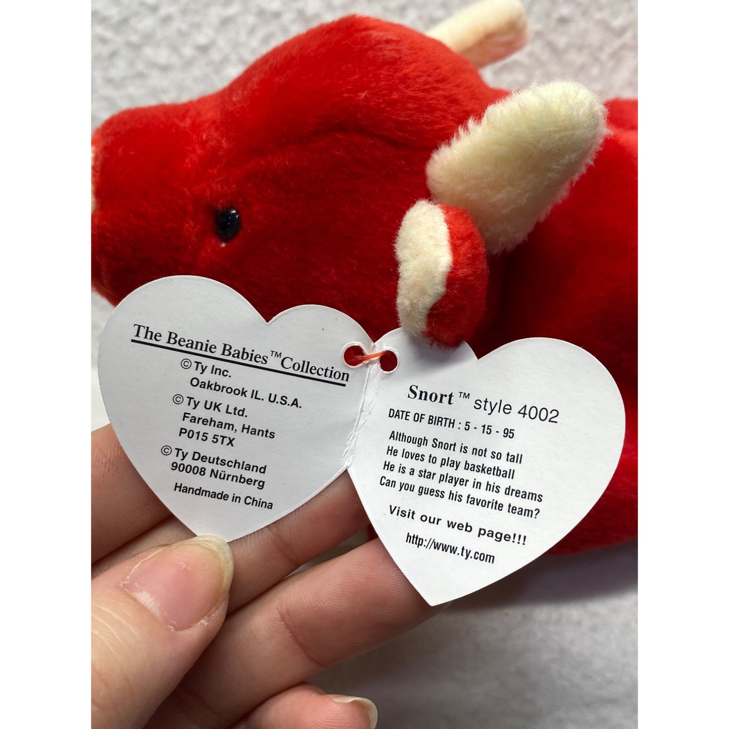 Ty Beanie Babies Vintage Original And Mini Snort The Red Bull Plush #7393