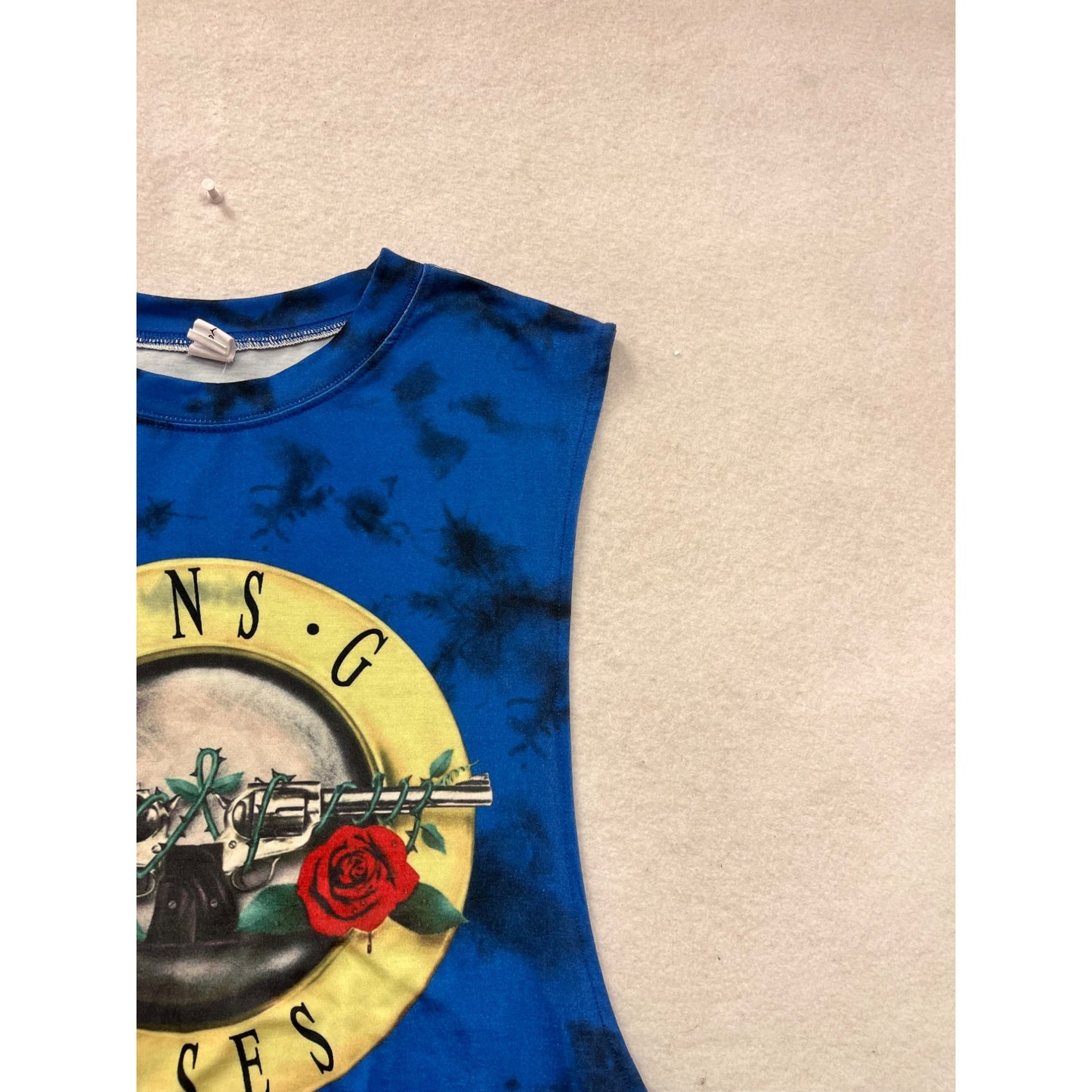 Suns G Roses Blue Tie-Dye Sleeveless Tank Top By Chicyea #8379