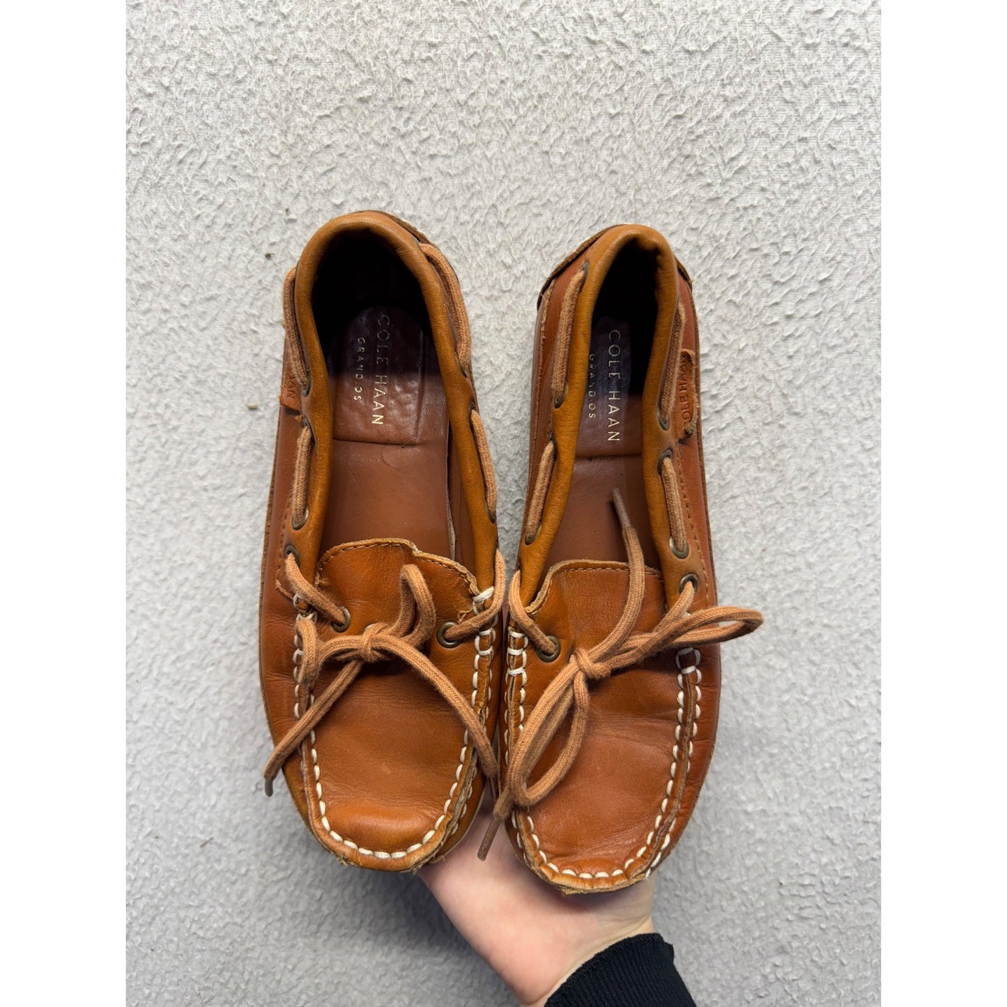 Cole Haan Brown Leather Lace-Up Driving Moccasins 399B