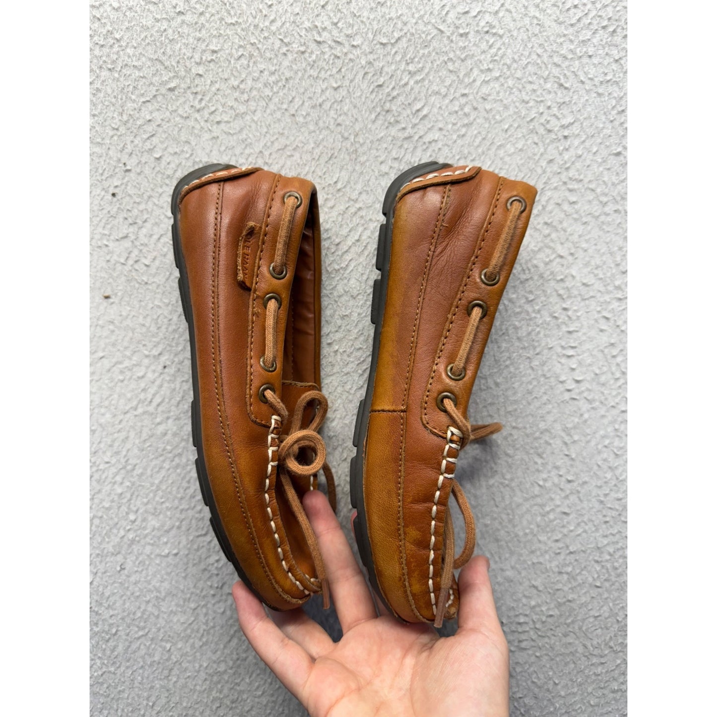 Cole Haan Brown Leather Lace-Up Driving Moccasins 399B