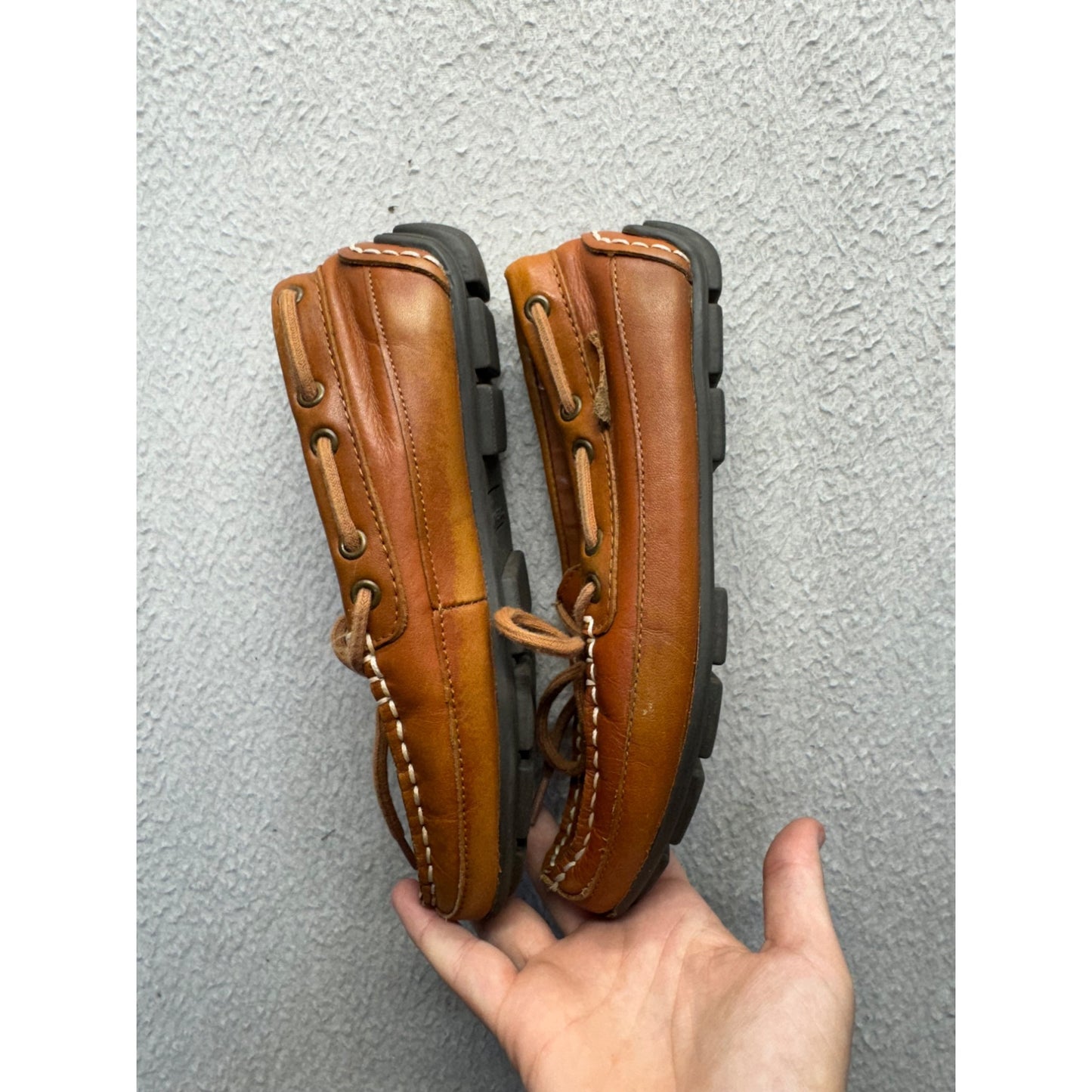 Cole Haan Brown Leather Lace-Up Driving Moccasins 399B