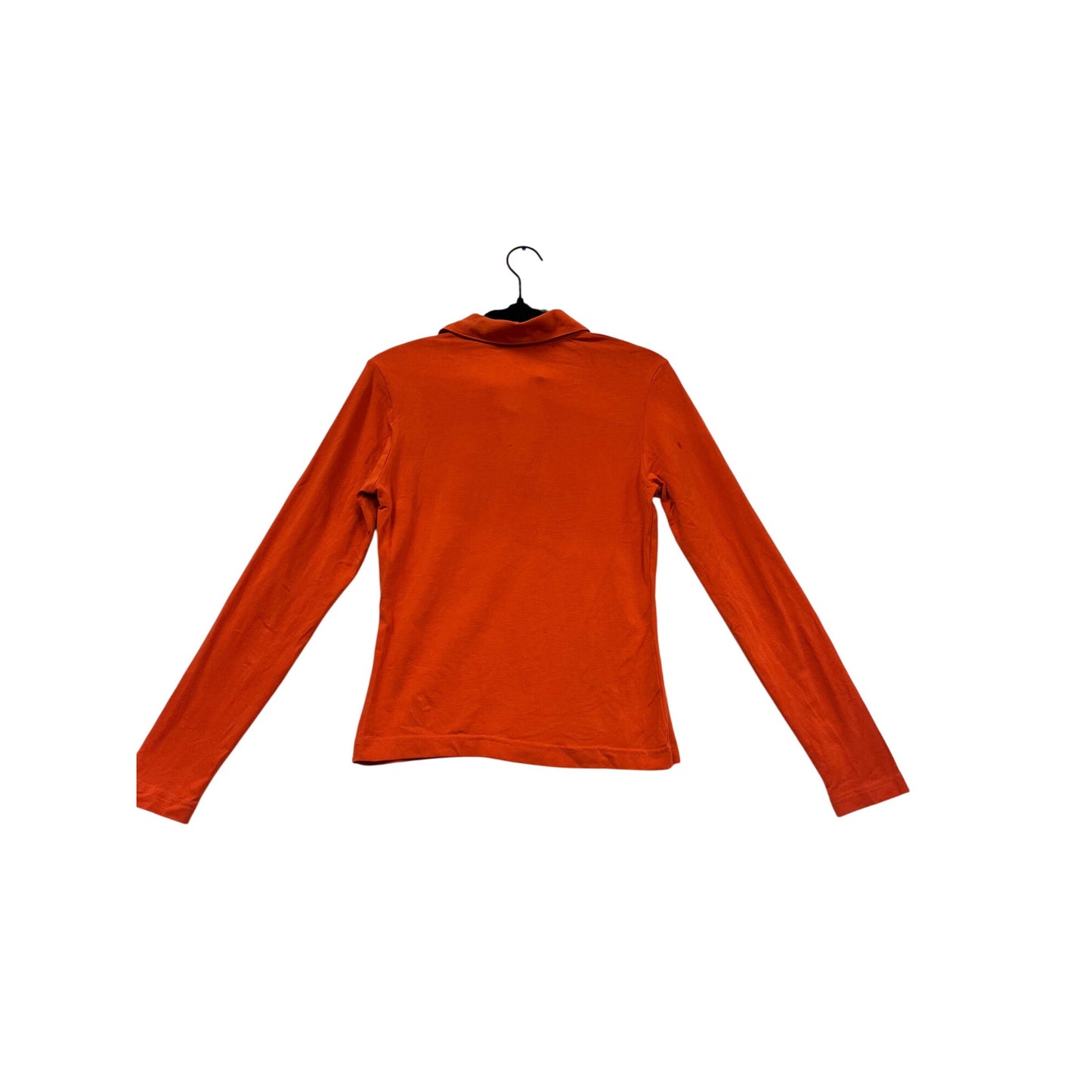 Red Paint Orange Long-Sleeve Collared Shirt With Front Pocket & Stud Detail M #983A