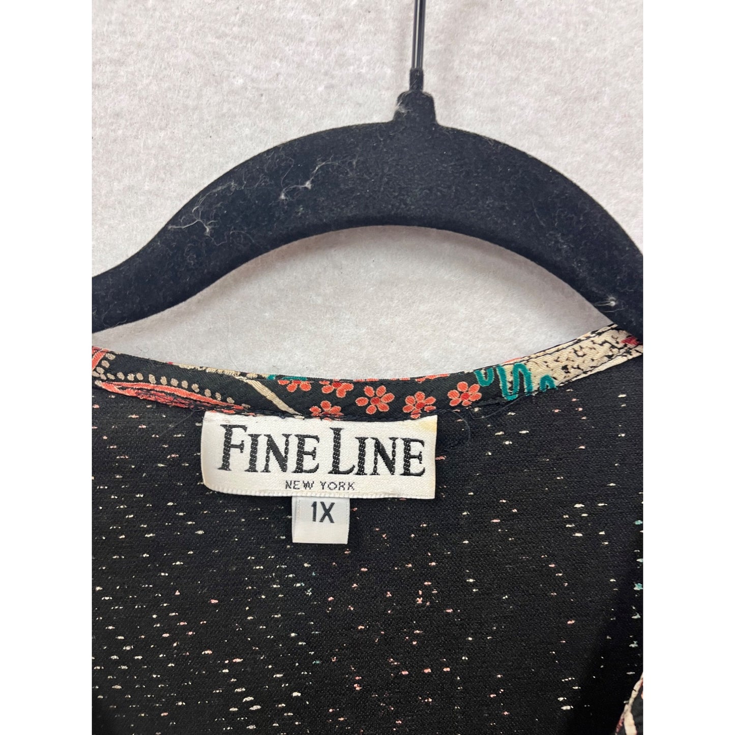 Fine Line 1X Button-Up Short Sleeve Boho Tunic Top #44A