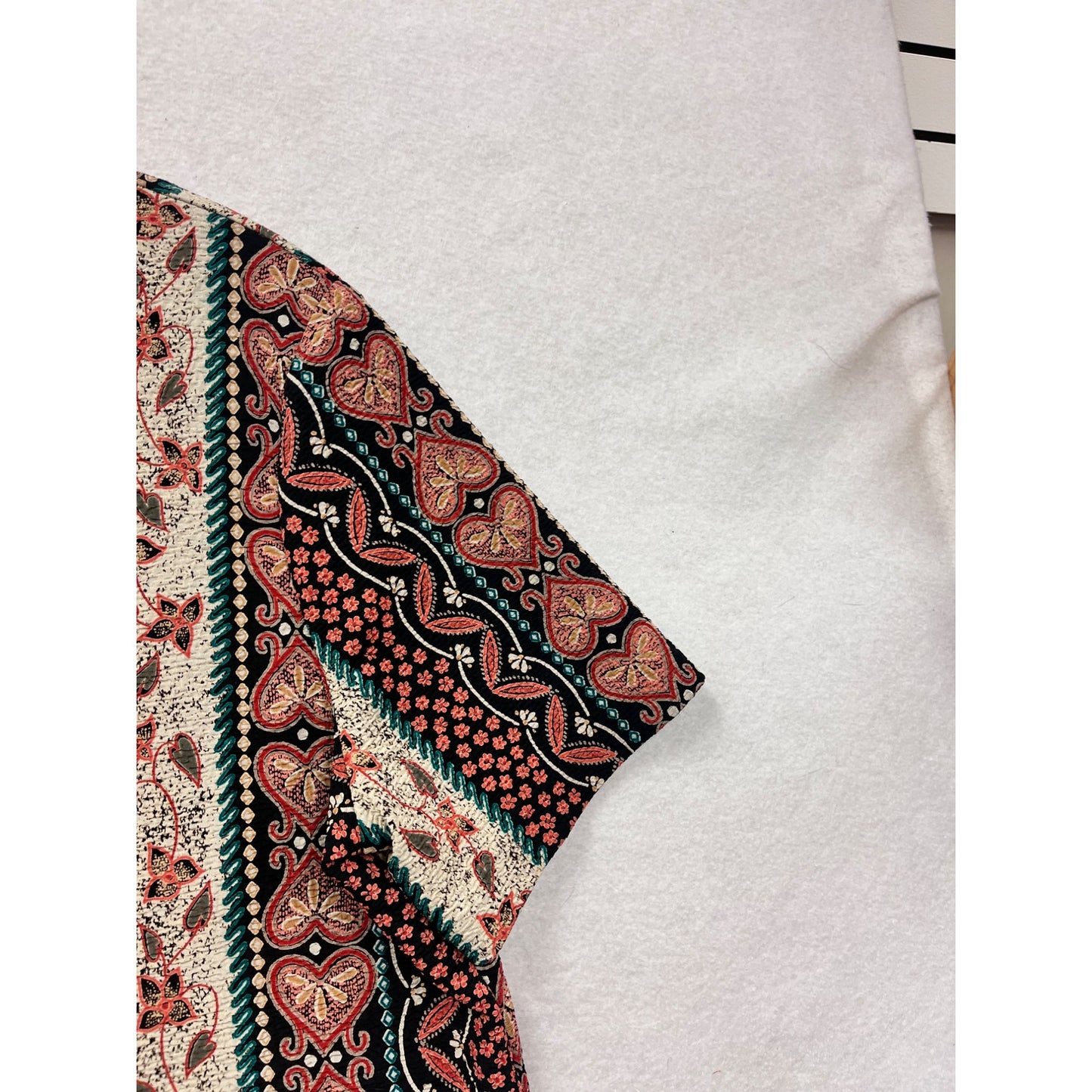 Fine Line 1X Button-Up Short Sleeve Boho Tunic Top #44A