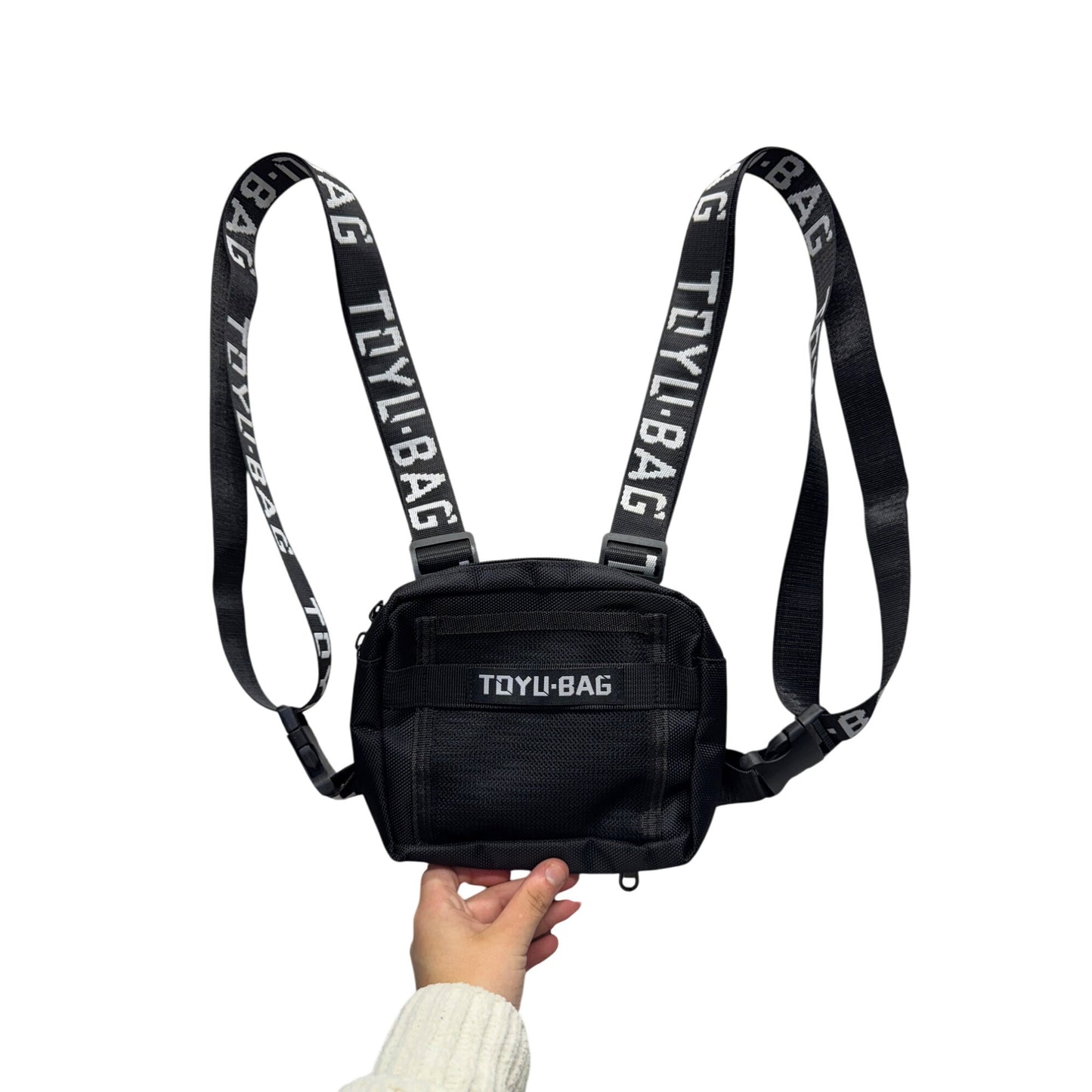 Toyu-Bag Black Crossbody Bag With Adjustable Logo Straps #9839