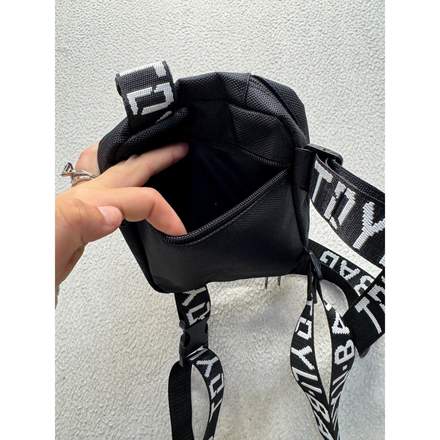 Toyu-Bag Black Crossbody Bag With Adjustable Logo Straps #9839