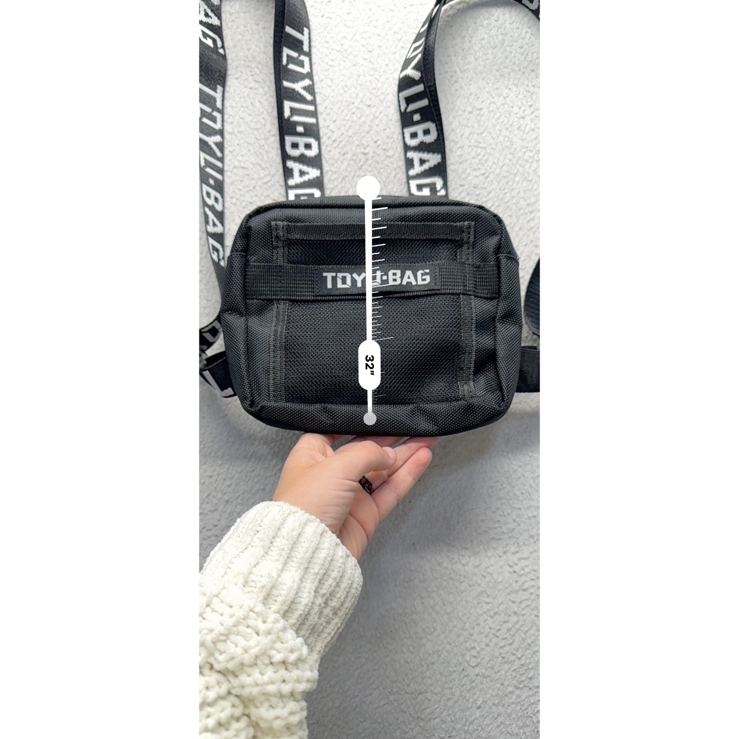 Toyu-Bag Black Crossbody Bag With Adjustable Logo Straps #9839