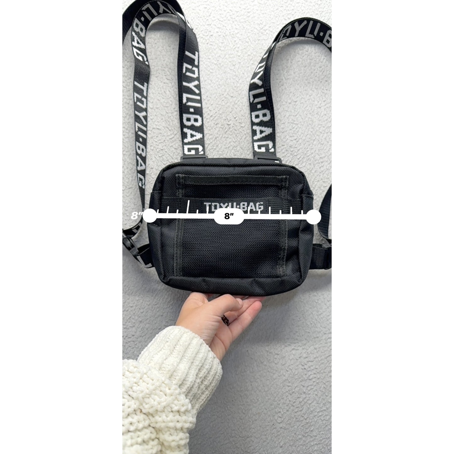 Toyu-Bag Black Crossbody Bag With Adjustable Logo Straps #9839