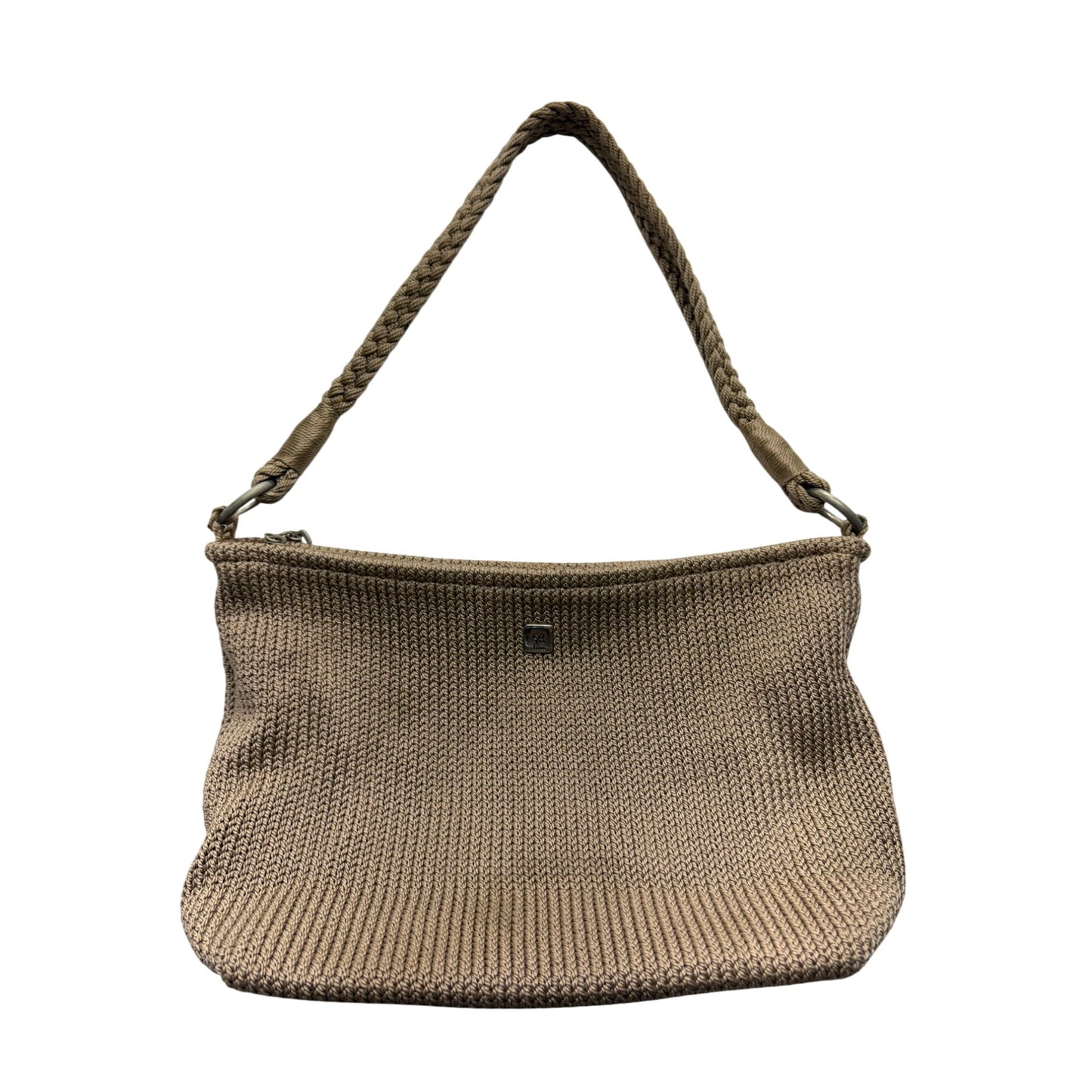 Lina Taupe Braided Strap Knit Shoulder Bag #7598