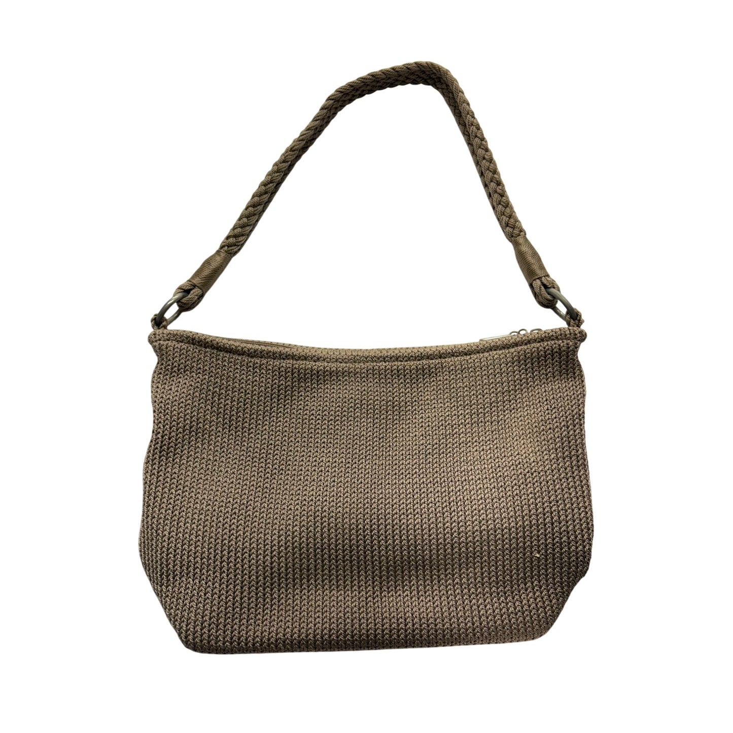 Lina Taupe Braided Strap Knit Shoulder Bag #7598