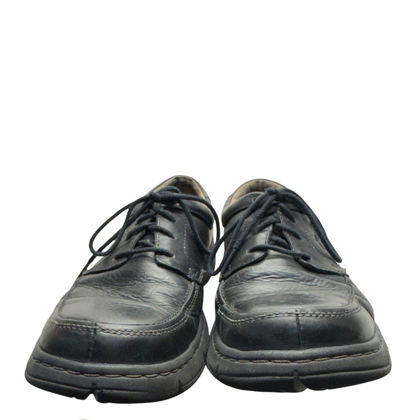 Clarks Mens Black Leather Lace-Up Shoes Casual Fit Durable Sole #402B