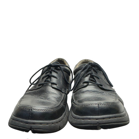 Clarks Mens Black Leather Lace-Up Shoes Casual Fit Durable Sole #402B