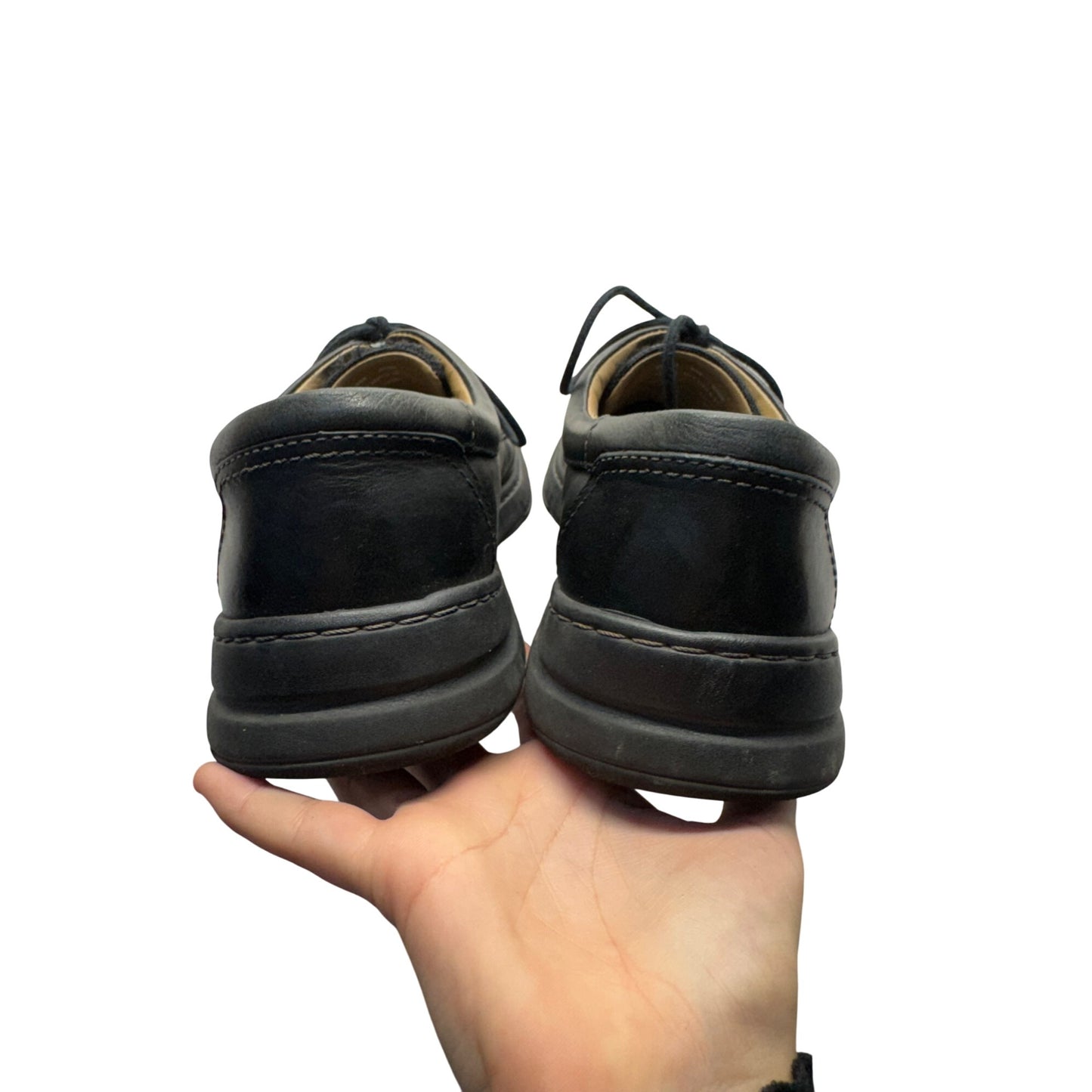 Clarks Mens Black Leather Lace-Up Shoes Casual Fit Durable Sole #402B