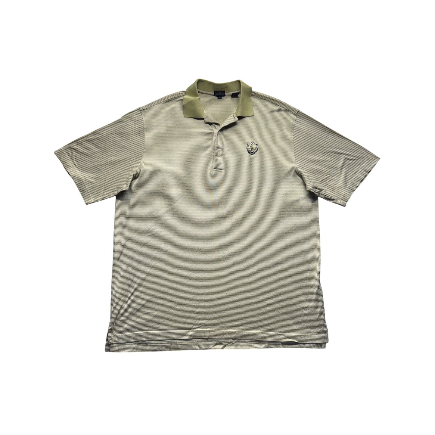 Jack Nicklaus Mens Striped Polo Shirt L Green Beige #9576