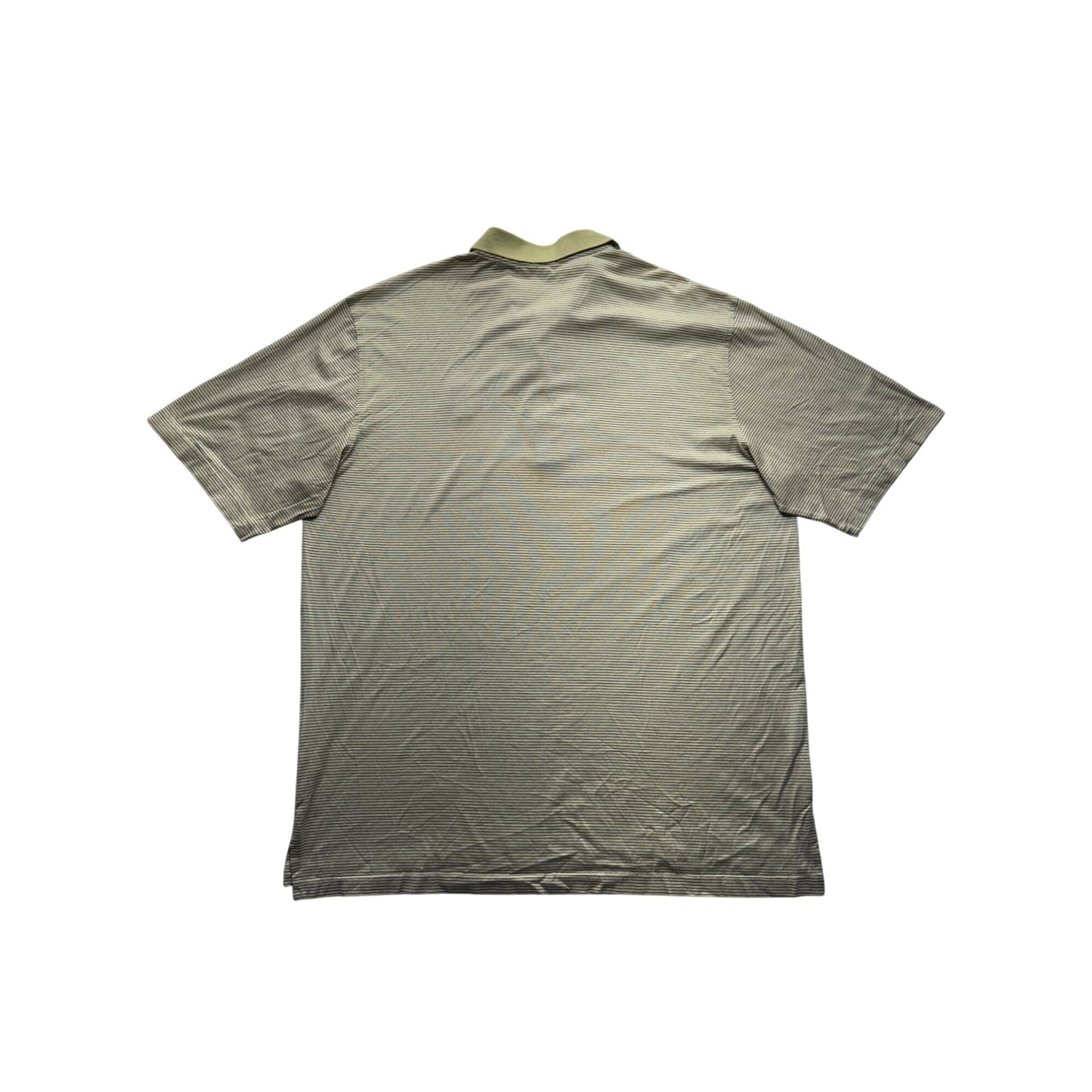 Jack Nicklaus Mens Striped Polo Shirt L Green Beige #9576