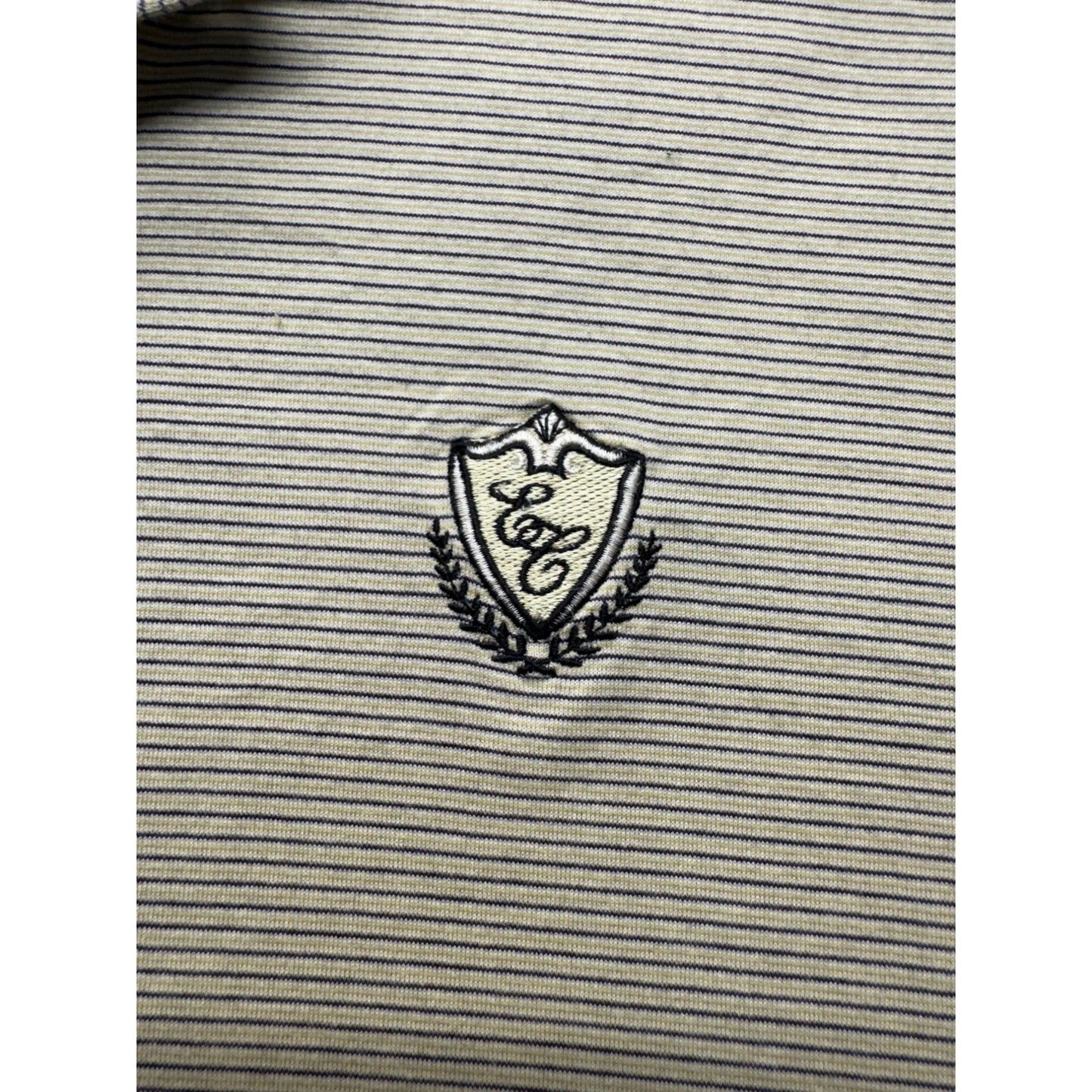 Jack Nicklaus Mens Striped Polo Shirt L Green Beige #9576