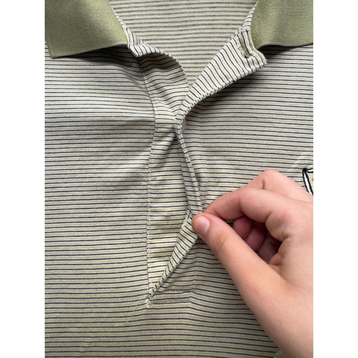 Jack Nicklaus Mens Striped Polo Shirt L Green Beige #9576