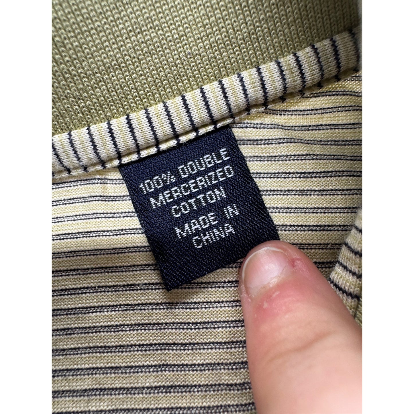 Jack Nicklaus Mens Striped Polo Shirt L Green Beige #9576