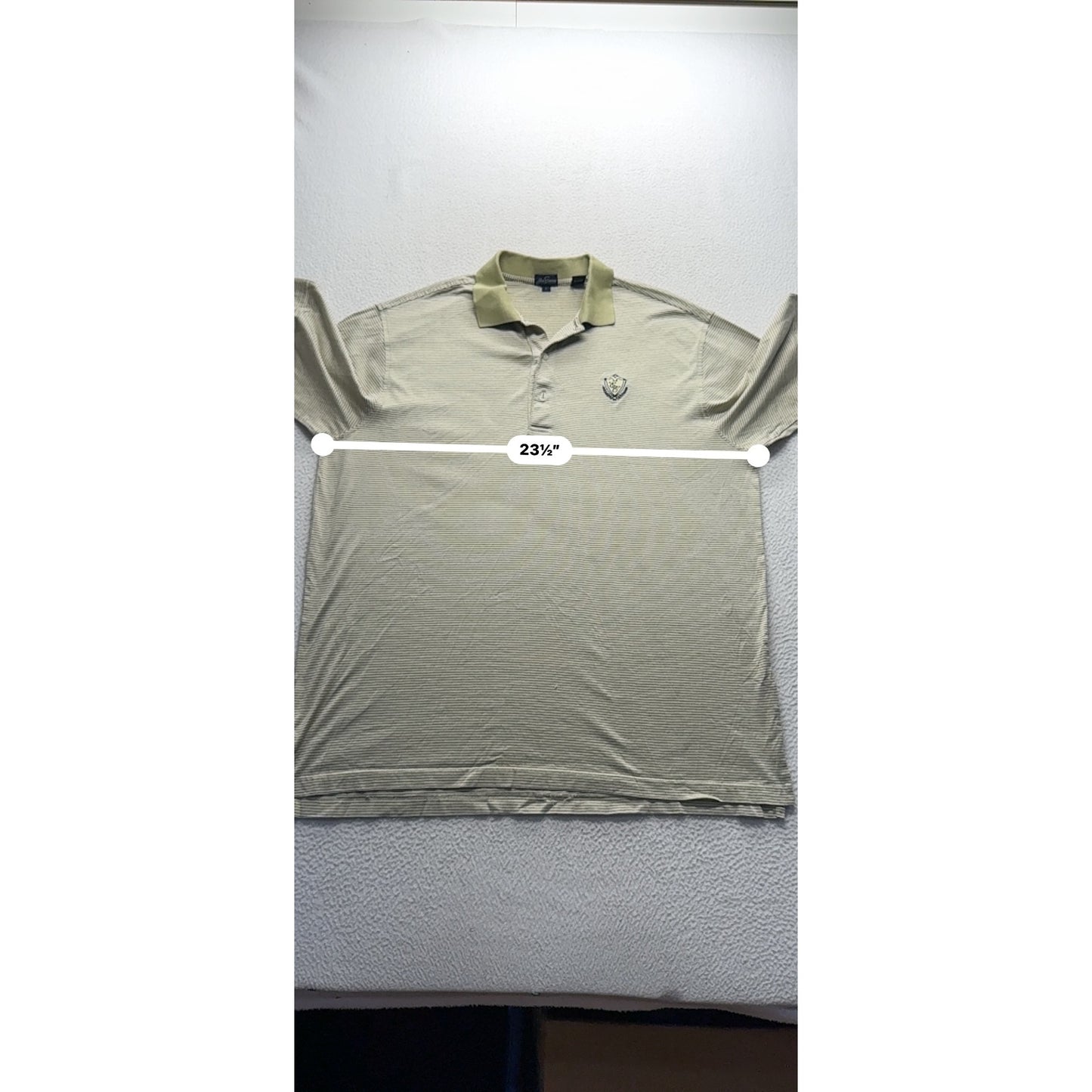 Jack Nicklaus Mens Striped Polo Shirt L Green Beige #9576