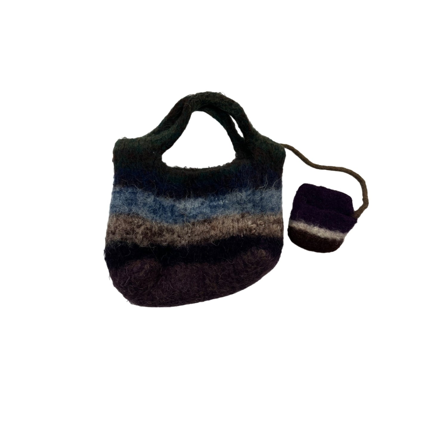 Handmade Felted Wool Handbag with Attached Wallet #2478