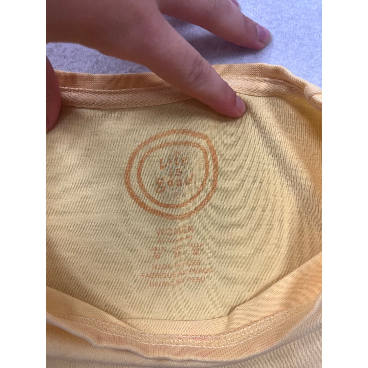 Life Is Good Yellow "Woman Driver" Graphic T-Shirt M #371A