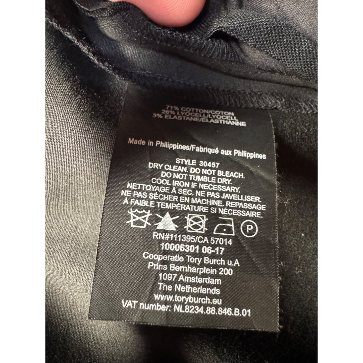 Tory Burch Womens Black Stretch Cotton Blend Slim Fit Pants Size 12 #164B