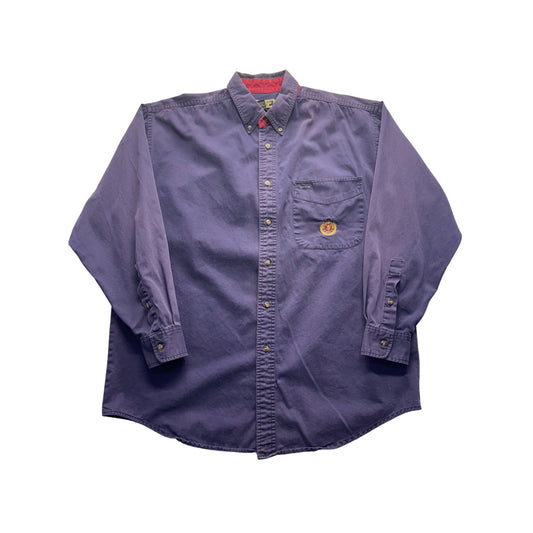 Ralph King Size Purple Button-Down Shirt With Embroidered Crest #9981
