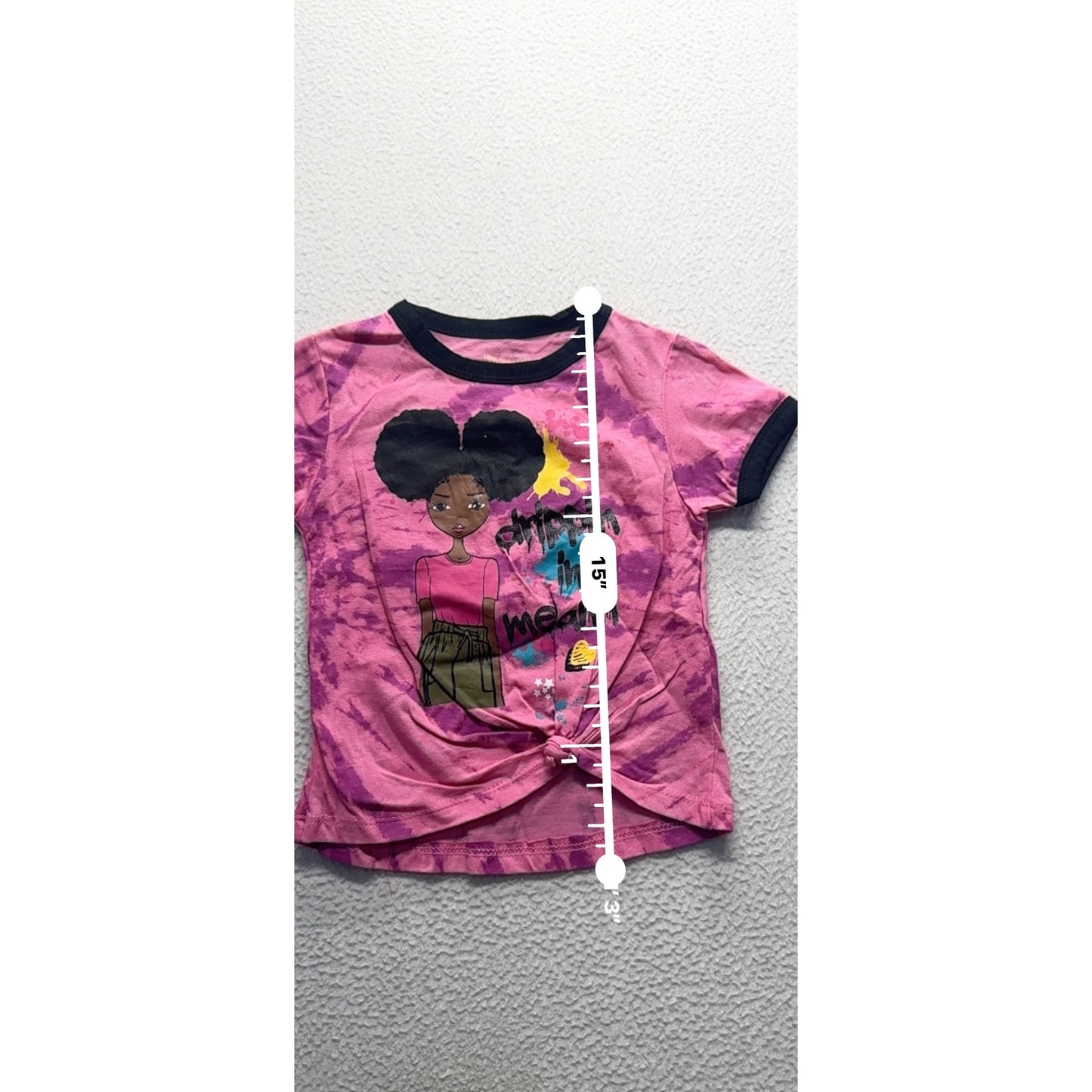 Pink Sparkle Tie-Dye Graphic Tee Drippin In Melanin Knot Front Size 4 #9334