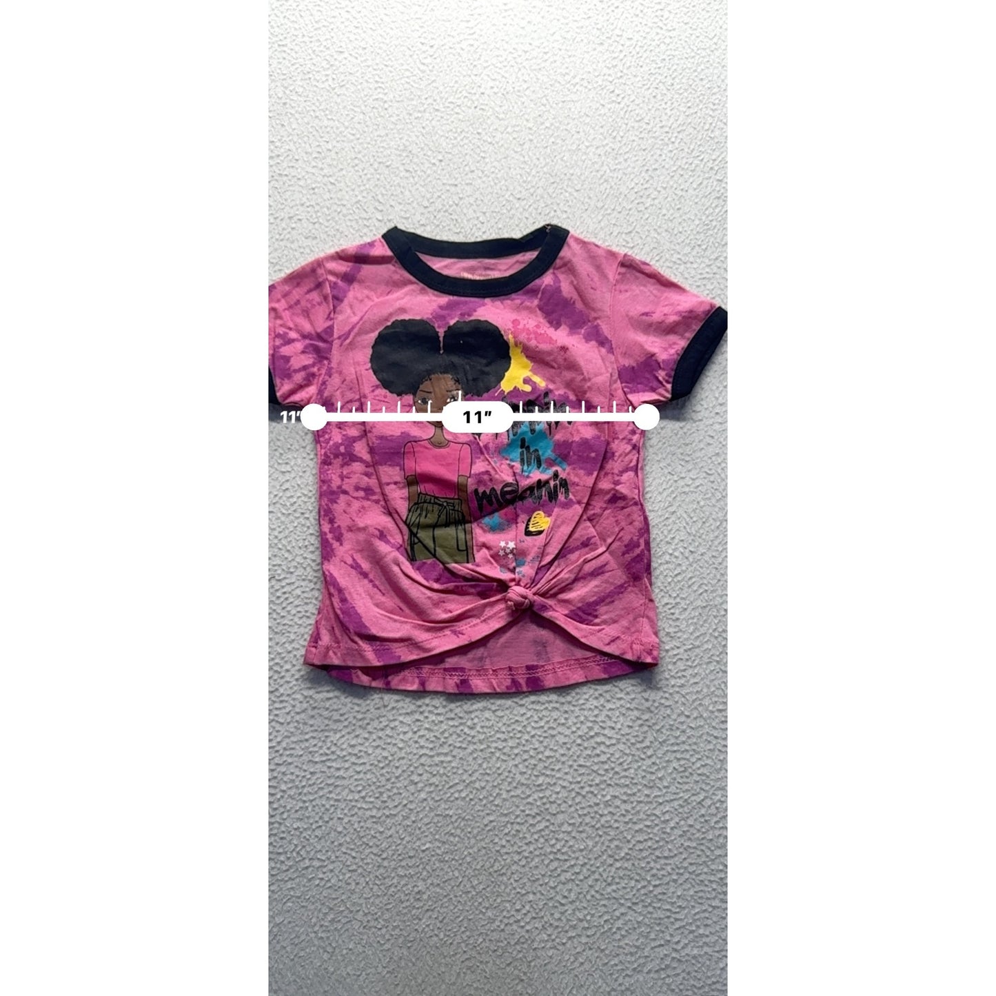Pink Sparkle Tie-Dye Graphic Tee Drippin In Melanin Knot Front Size 4 #9334