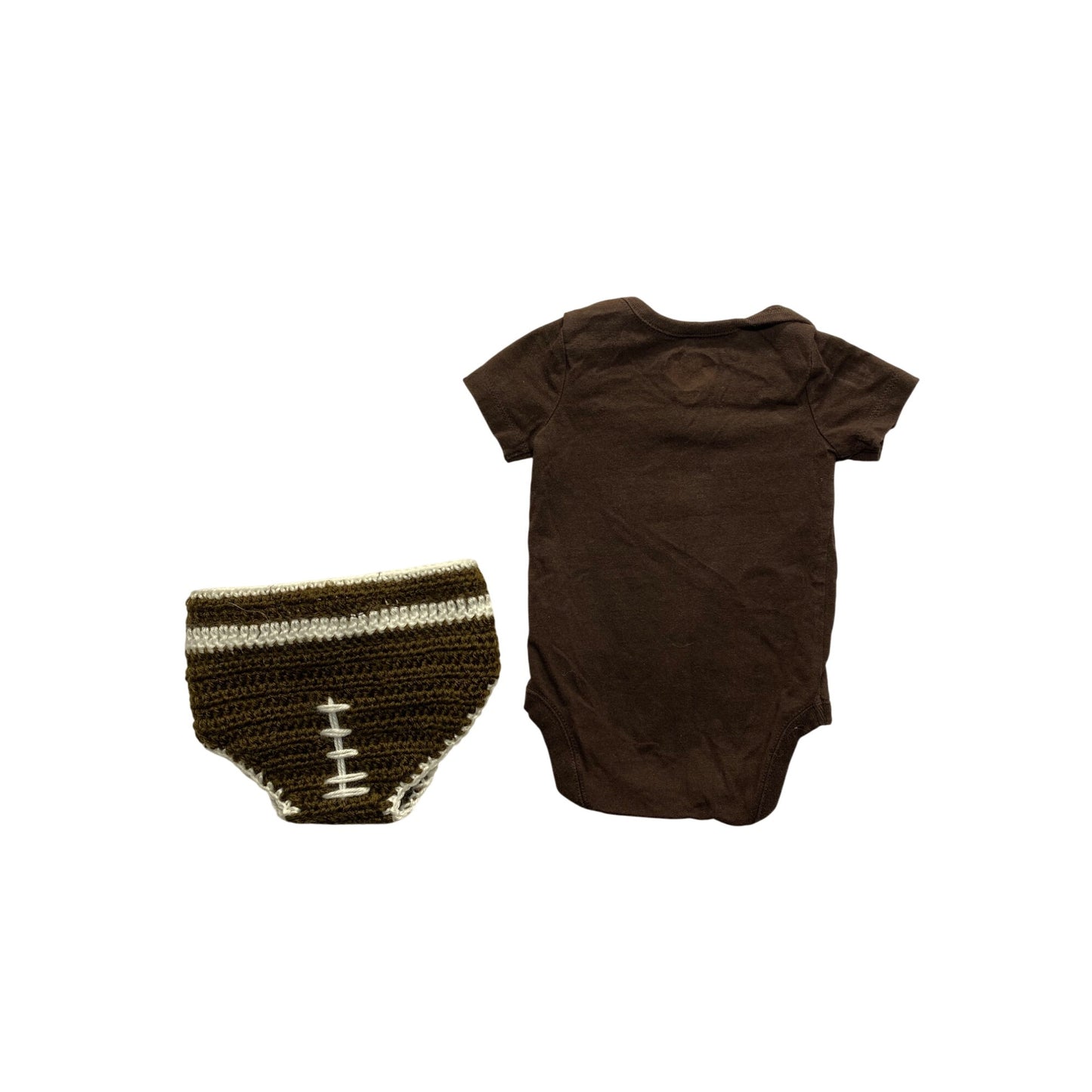Football-Themed Baby Onesie & Crochet Diaper Cover Set #7240