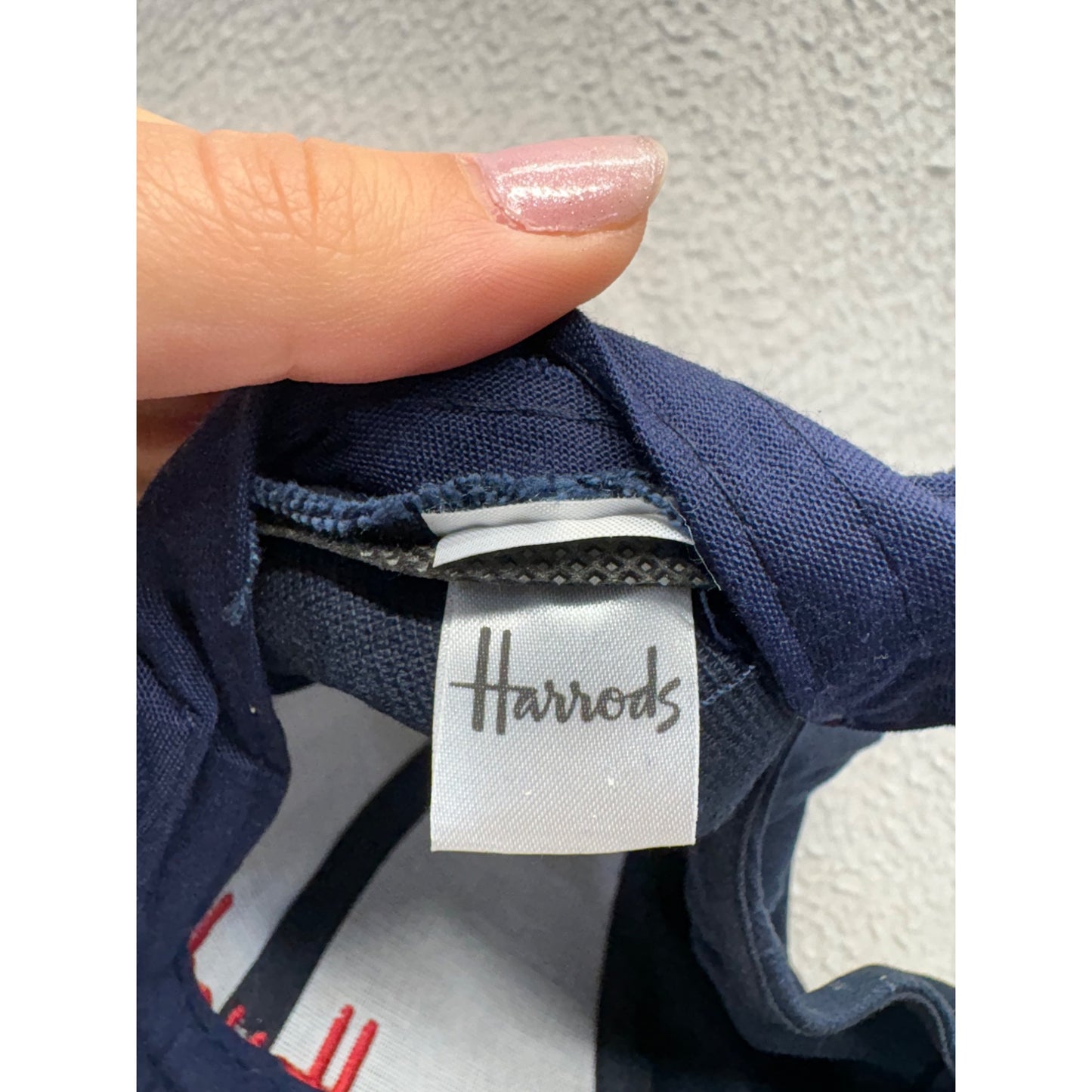 Harrods Navy Blue Baseball Cap With Red Embroidered Logo #7661