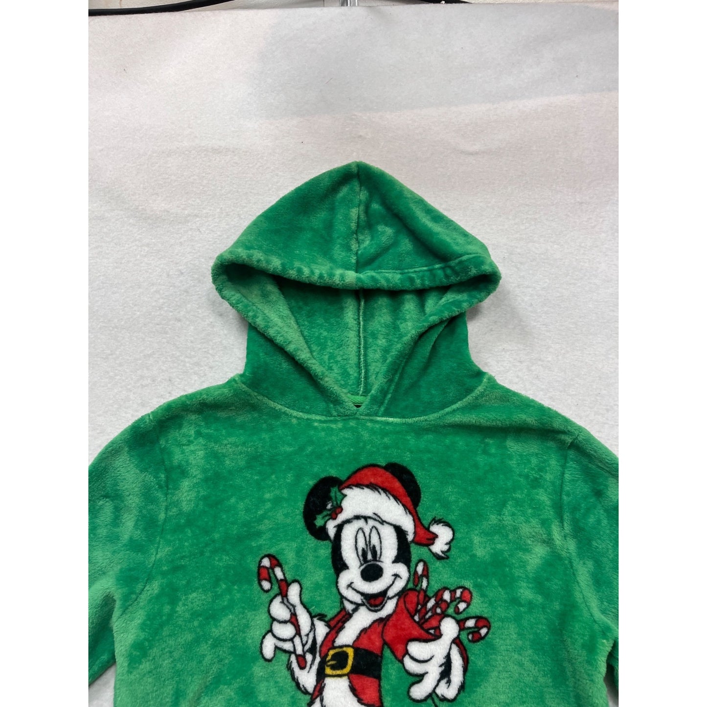 Disney Mickey Mouse Christmas Green Hooded Sweater S #103C