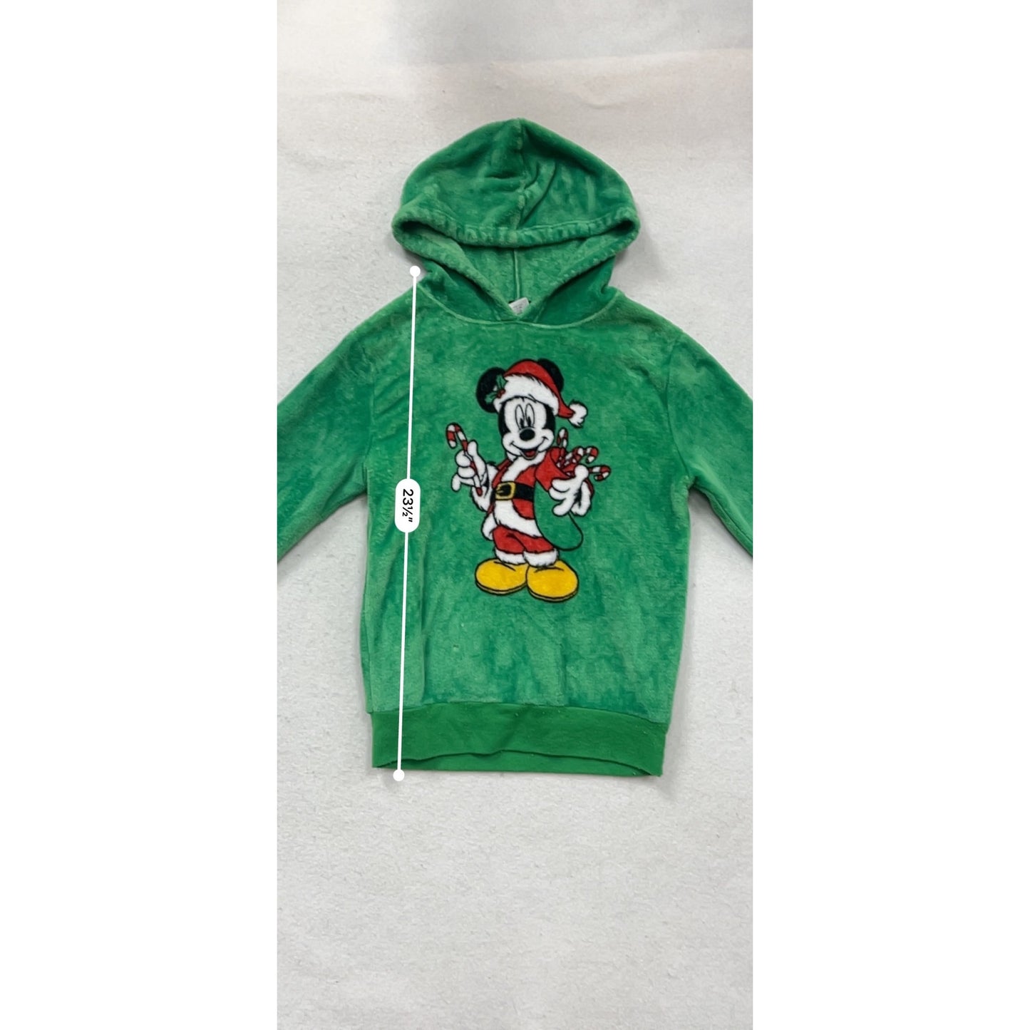 Disney Mickey Mouse Christmas Green Hooded Sweater S #103C