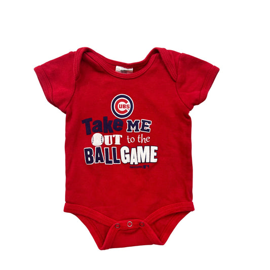 Chicago Cubs Red Baby bodysuit  0/3M “Take Me Out To The Ballgame” #6458