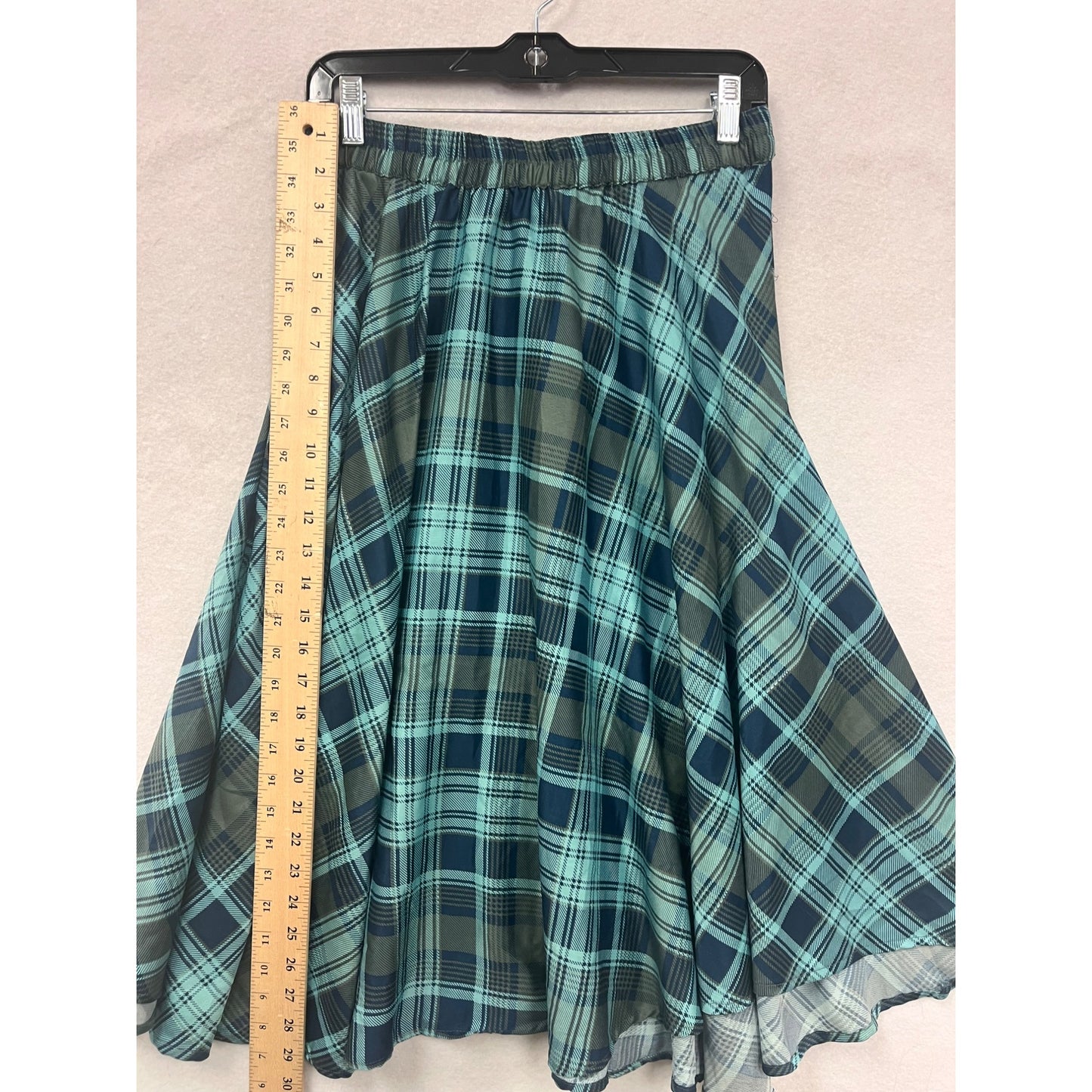 Flint & Moss Womens Plaid Blue/Green Polyester Midi Skirt #6304