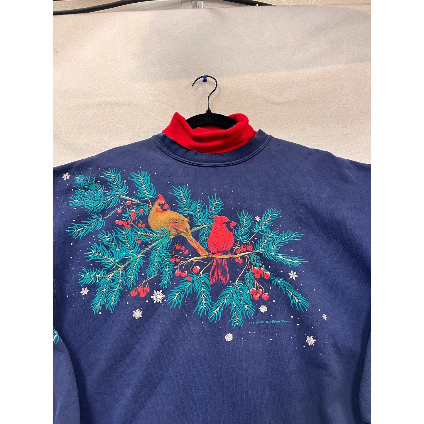 Vintage Art Unlimited L Sweatshirt With Cardinals & Pine Graphic #991A