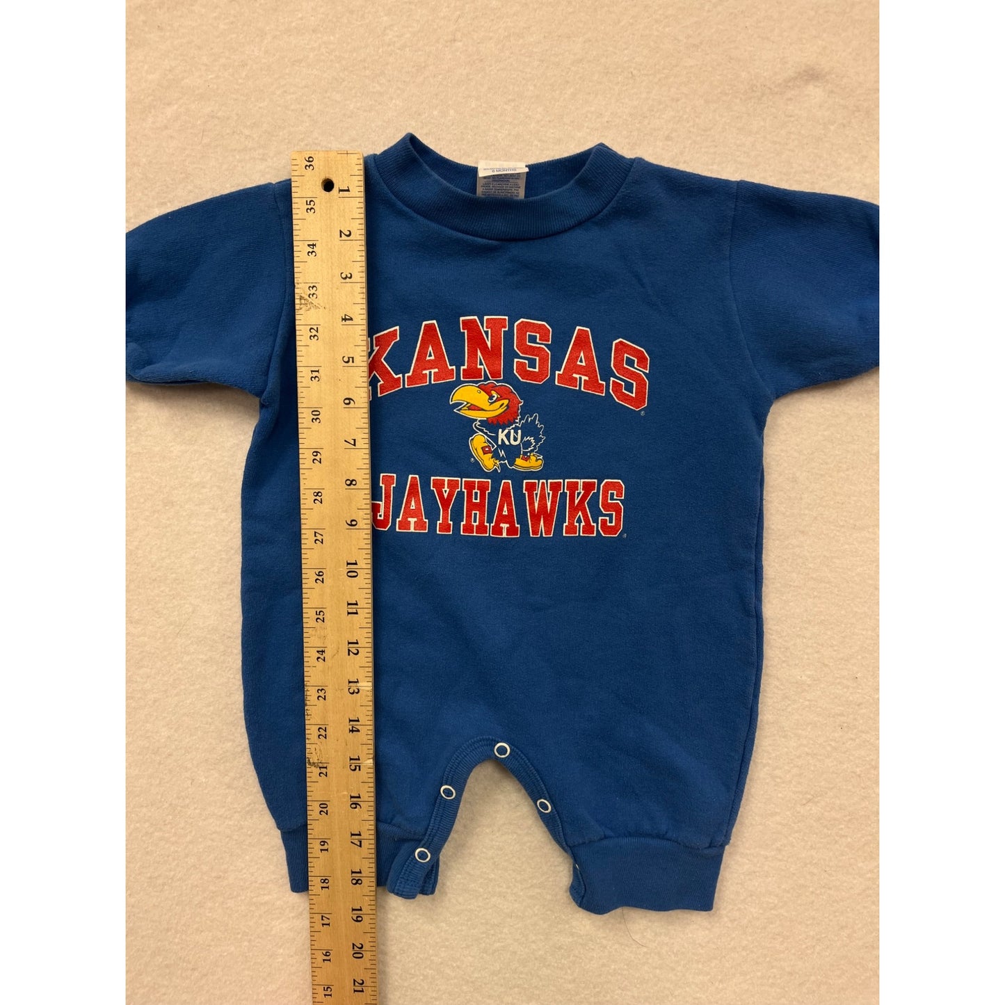 Vintage Rabbit Skins Kansas Jayhawks Baby Romper 6M #6548