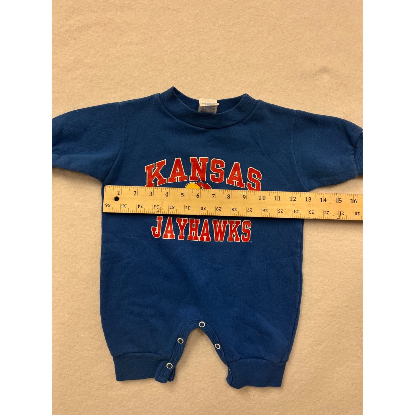 Vintage Rabbit Skins Kansas Jayhawks Baby Romper 6M #6548