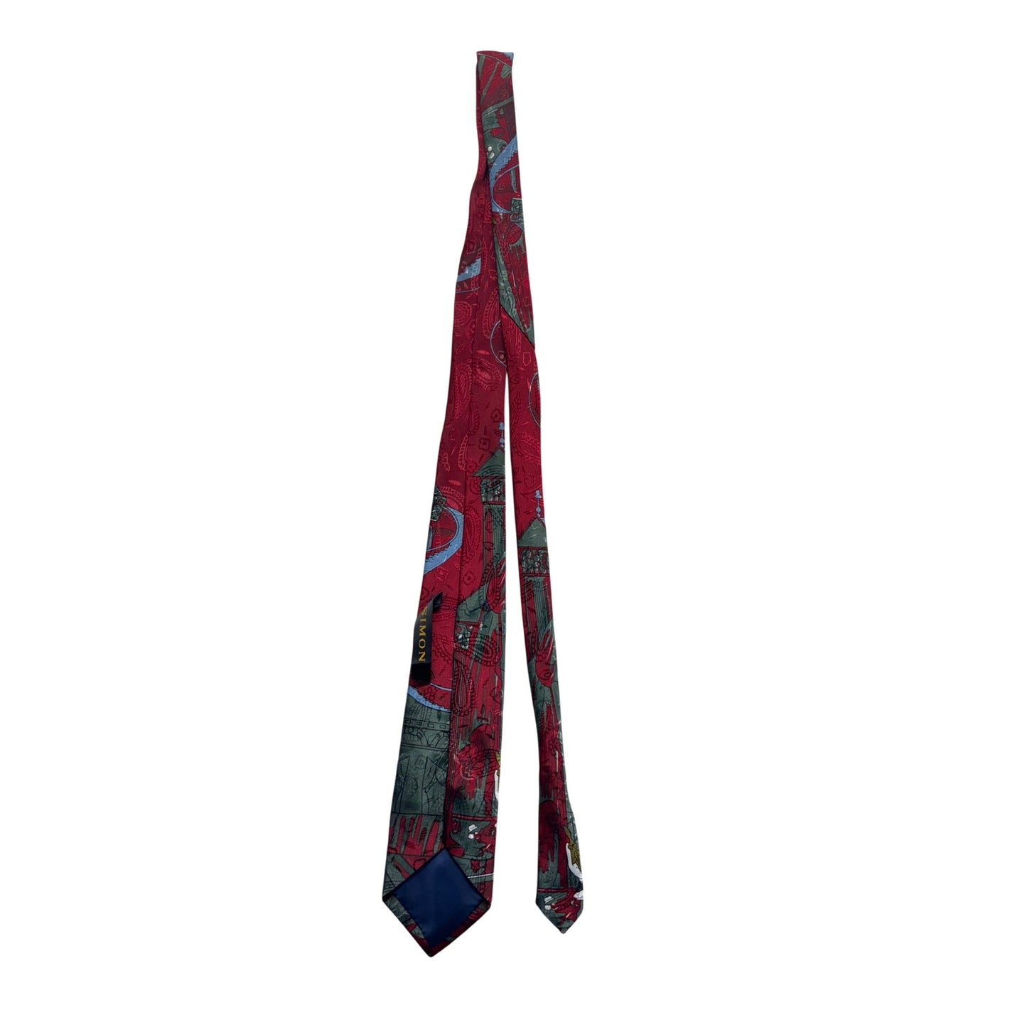 Looney Tunes Bugs Bunny Red & Green Silk Neck Tie With Patterned Design #9958