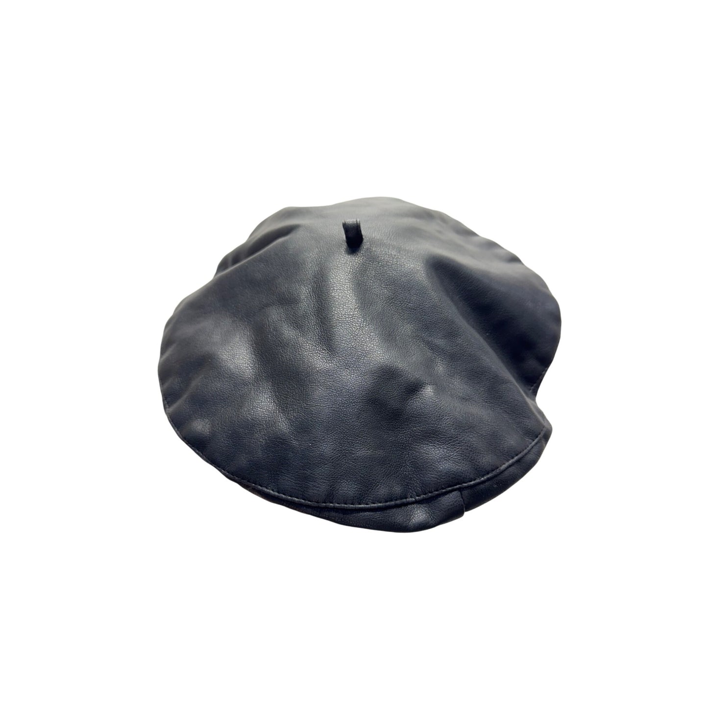 Black Faux Leather Beret Hat With Elastic Back Stylish & Lightweight #9727