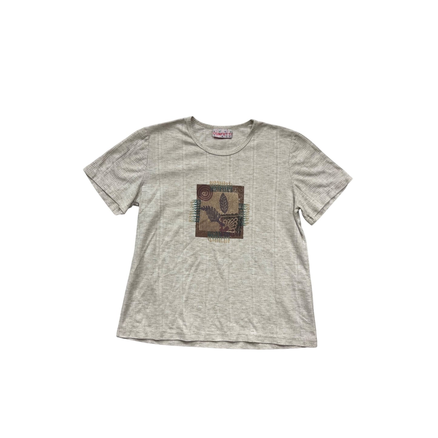 Confetti Beige Graphic T-Shirt Size L #686A