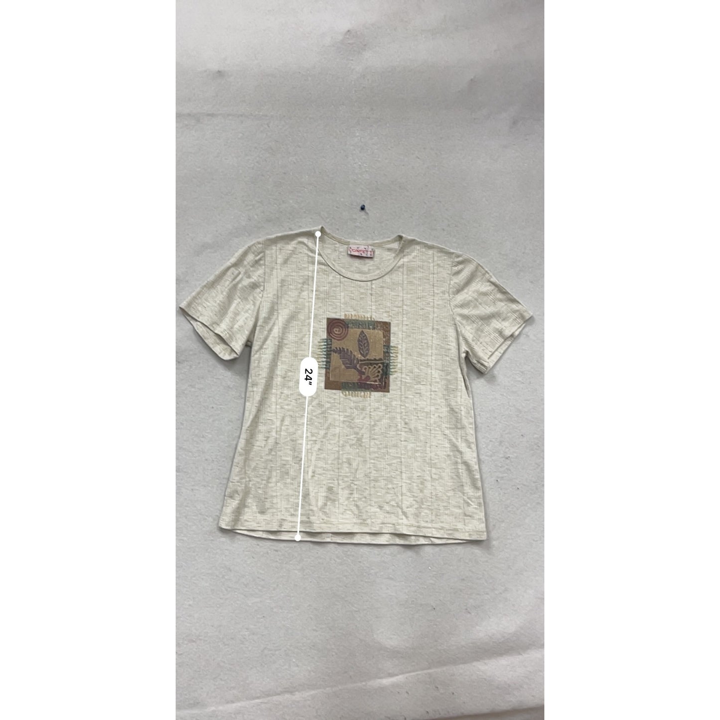 Confetti Beige Graphic T-Shirt Size L #686A