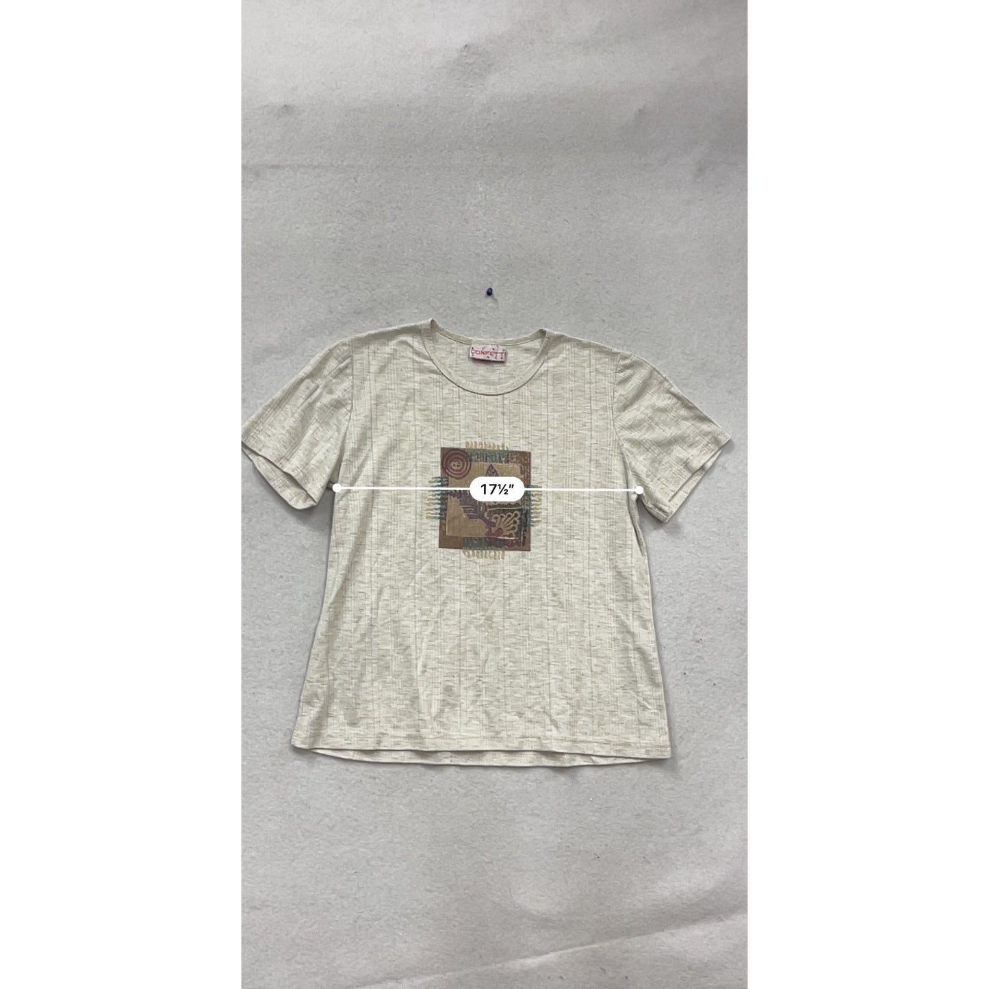 Confetti Beige Graphic T-Shirt Size L #686A