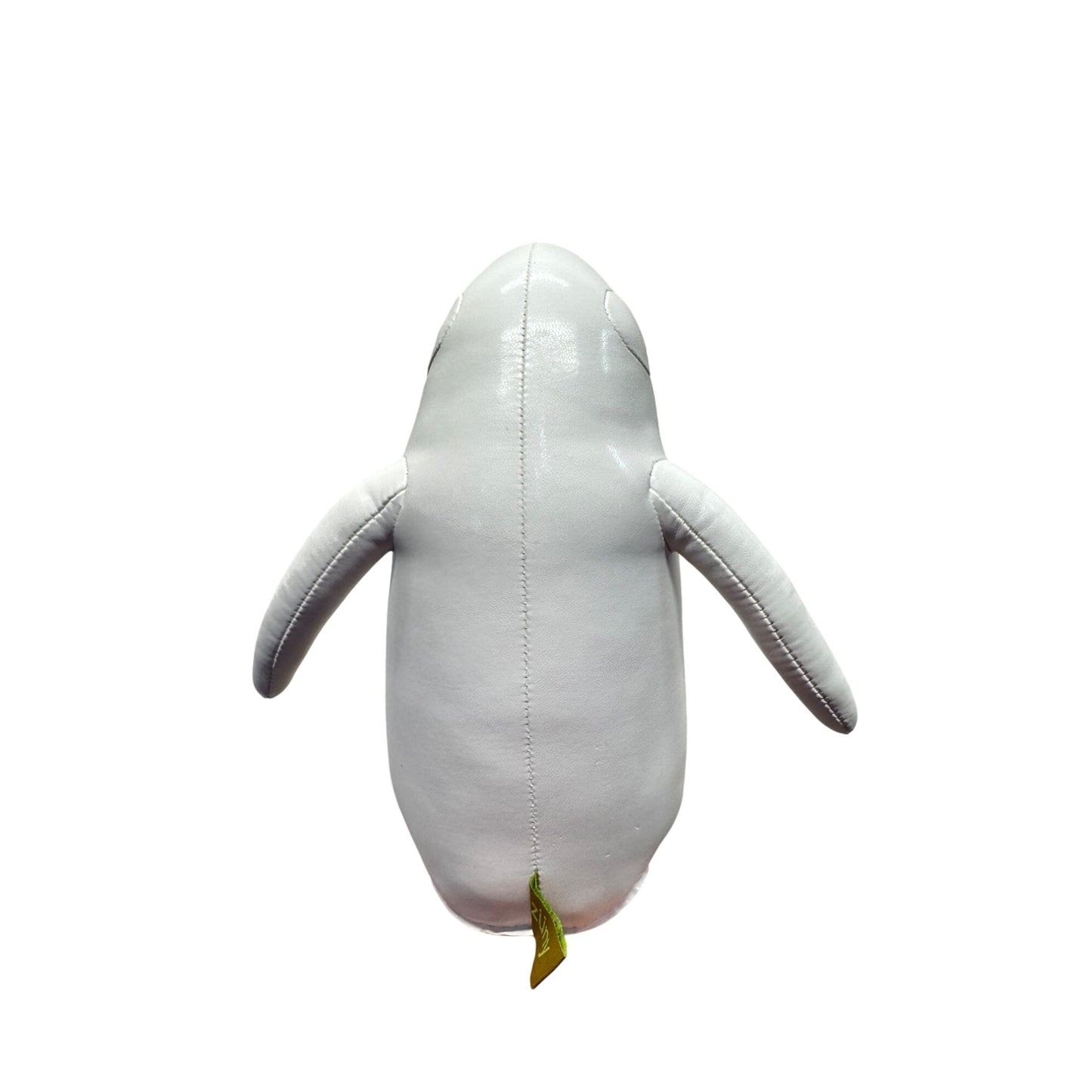 Züny Penguin Doorstop White Faux Leather Handmade Polyester Fiber Weighted 71B