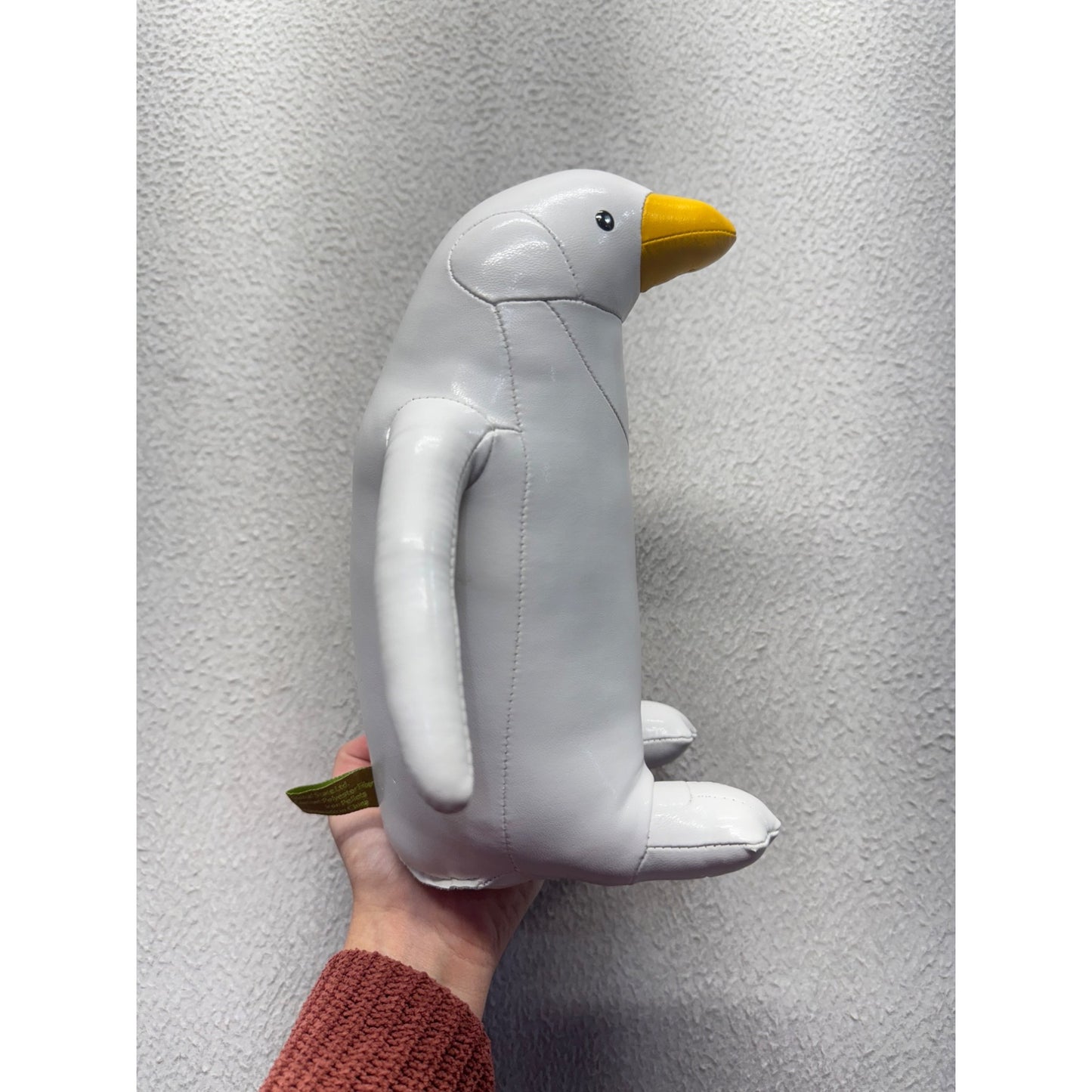 Züny Penguin Doorstop White Faux Leather Handmade Polyester Fiber Weighted 71B