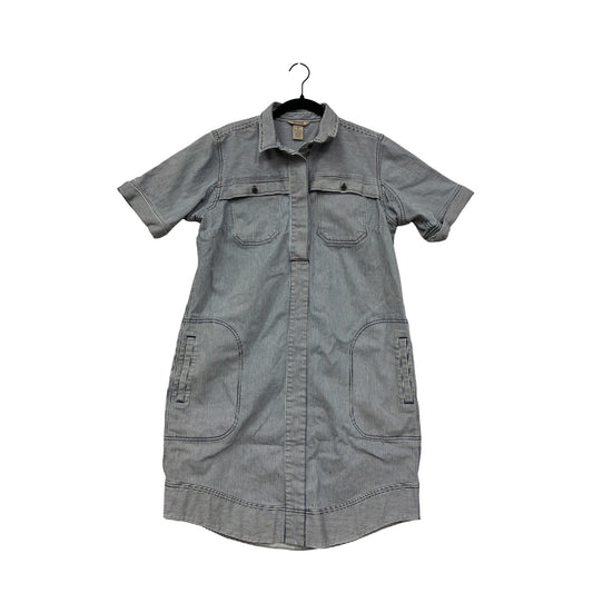 Duluth Trading Co Womens Medium Striped Short-Sleeve Button-Front Dress #6712