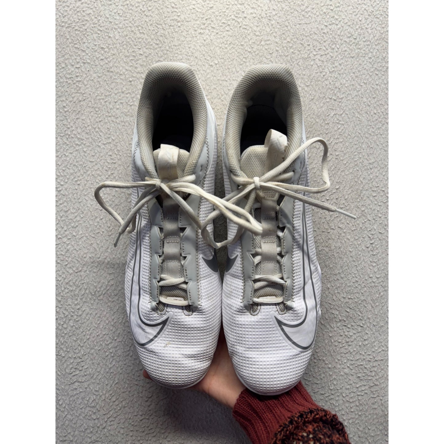 Nike Alpha Menace 2 Shark White/Gray Cleats Size 7.5 Football/Soccer 335B